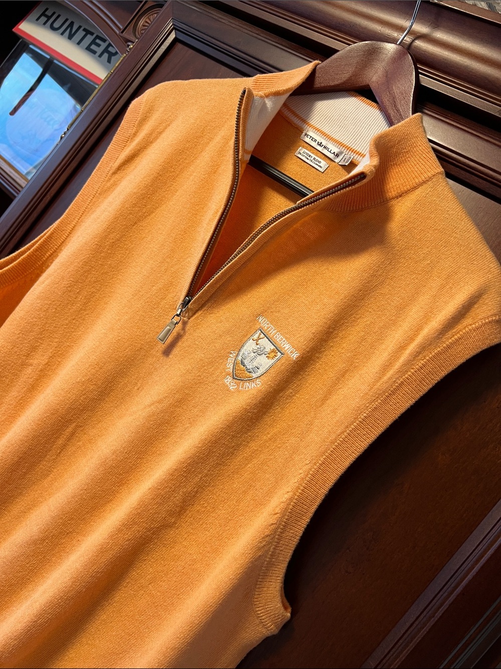 Like New Peter Millar Cotton-Cashmere Orange Sleeveless Quarter-Zip Golf ⛳️ Vest